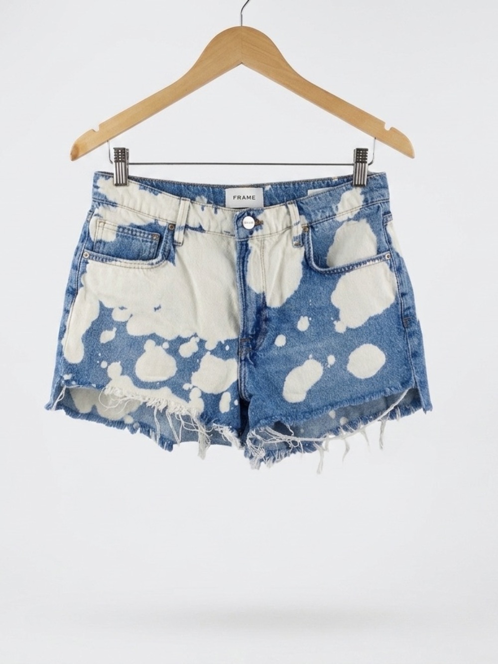 FRAME Le Ultra Baggy Short in Baltic Splash Bleach Dye Denim
